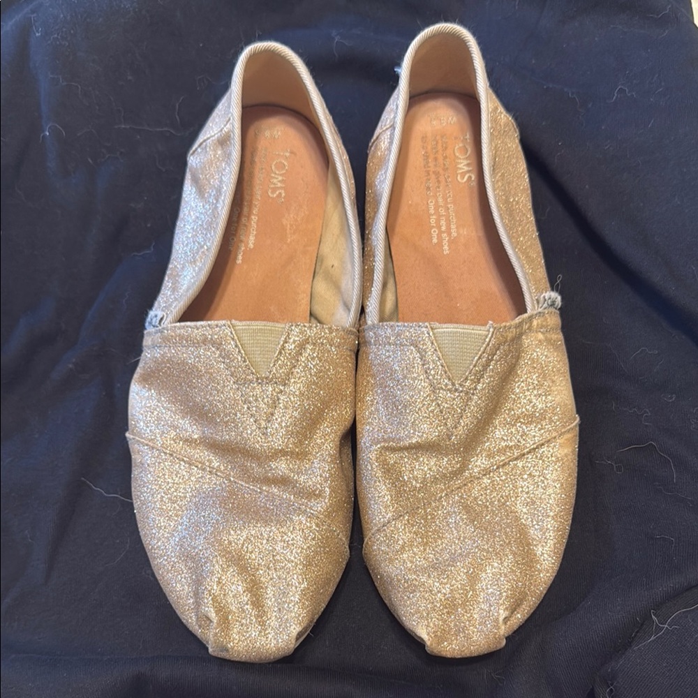 Toms Gold Flats with Shimmery Finish